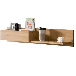 Inn.Furn Regal Eiche Artisan 110 cm, Flur Wandregal mit Fach , Holzwerkstoff, Metall , Nachbildung,Eiche , Holz Optik , 110x19x16 cm , FSC 100% , Wohnzimmer, Regale, Wandboards
