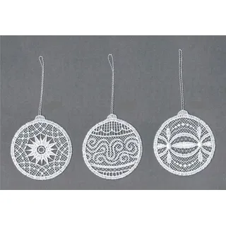 Stickereien Plauen Dekohänger »Weihnachtskugeln« Baumbehang "Weihnachtskugeln", bestickt, weiß