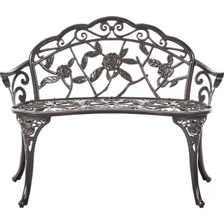 BELIANI Gartenbank für den Außenbereich dunkelbraun Metall und Aluminium 2-Sitzer mit Armlehnen Vintage-Stil - Braun