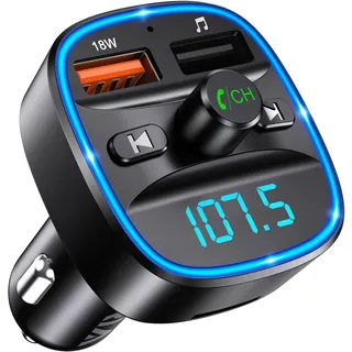 ORIA Bluetooth FM Transmitter Auto, Bluetooth 5.3 Adapter für Auto Radio, Rauschunterdrückung Mikrofon & 2 USB Aufladung, Freisprechen Carkit, unterstützt BT, SD-Karte, USB-Stick