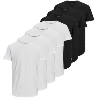 JACK & JONES Herren T-shirt 7er Pack Jjenoa TEE CREW NECK 7PK Mp Noos White/Pack:4white 3black, L
