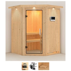 Bild von Sauna »Nanna«, (Set), 3,6-kW-Plug & Play Ofen mit externer Steuerung beige