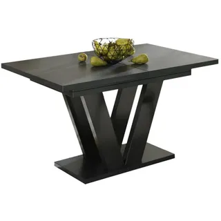 endo-moebel Esstisch Lara 130-210cm ausziehbar erweiterbar Esszimmertisch Säulentisch - 210cm Synchronauszug Beton dunkel - Schwarz