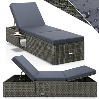 Polyrattan Gartenliege Grau/Anthrazit 200x58x33cm