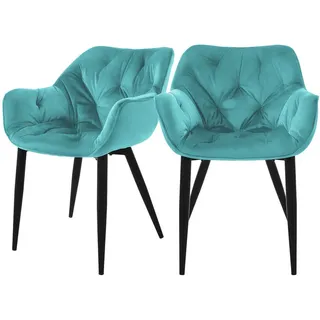 Ml-Design Esszimmerstuhl Samt Petrol 2er Set , Metall , 67x83x59 cm , Esszimmer, Stühle