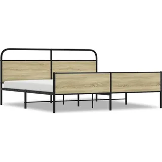 vidaXL Metallbett ohne Matratze Sonoma-Eiche 200x200 cm - Braun