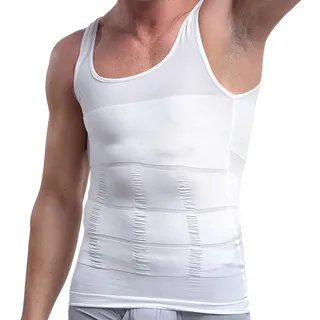 Taoqiao Kompressionsunterwäsche Männer Körper abnehmen Herren Tanktop figurformendes Unterhemd für Männer Sport Fitness Bodyshaper Bauchweg (Weiß XL)