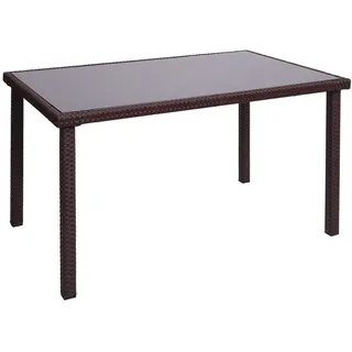 MCW Poly-Rattan Tisch rechteck Braun , Kunststoff , rechteckig , 120x71x75 cm , Gartenmöbel, Gartentische