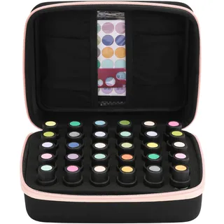 FITNATE Ätherische Öle Aufbewahrungsbox, 30 Flaschen ätherische Öle Koffer(5/10/15ml), Ätherische Öle Box mit Flaschenöffner, Etikettenaufkleber und Geschenkkarte, wasserdicht stoßfest und haltbar