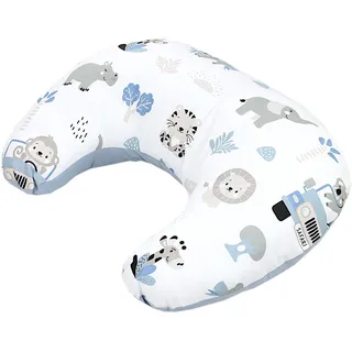 TupTam Baby Stillkissen Klein mit Baumwoll-Bezug, Farbe: Zoo Blau