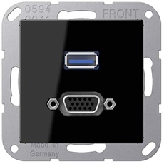 Jung USB 3.0/vga Platte für Serie AS500/A Metallring schwarz