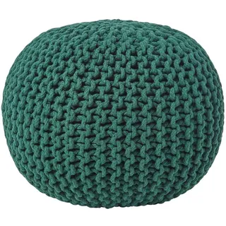 Homescapes Strick-Pouf tannengrün, 40/40/35 cm , Textil , Uni , Rund , 40x35x40 cm , Wohnzimmer, Sessel, Hocker & Hockerbänke, Poufs