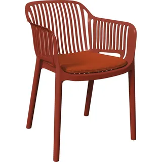 Ambia Garden Stapelsessel , Rot , Kunststoff, Textil , Füllung: Polyester , konisch , 55x80x60 cm , stapelbar , Gartenmöbel, Balkonmöbel, Balkonstühle