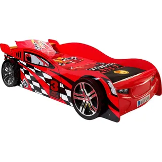 Vipack Kinderbett Rennwagenbett 90 x 200 cm Holz rot lackiert