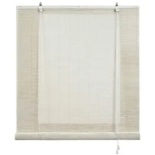 Storesdeco Bambusrollo Weiß, 150 cm x 175 cm , Kunststoff , Uni , Rechteckig , 150x175 cm , Ce , Heimtextilien, Vorhänge, Rollos