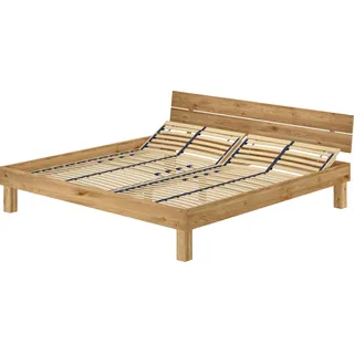 Großes Massivholzbett Doppelbett 200x200 Eiche massiv geölt Zubehör wählbar V-60.88-20Federholzrahmen inkl. - Naturbelassen
