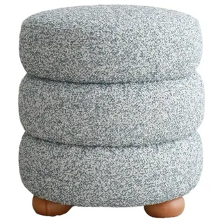 Atelier Del Sofa Stilvoller Pouf mit Holzrahmen, Teddy-Stoff, 42 x 44 x 42 cm, Blau & Grau | Weiches 24-DNS-Federkissen | Ideal für Moderne Wohnräume