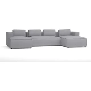 s-style möbel Wohnlandschaft Lorine aus Grau Luxusmicrofaser mit weichem Sitz, B/T/H: 327 cm/ 176 cm/ 64 cm - Grau