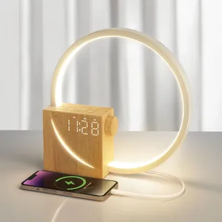 blonbar Lichtwecker,Nachttischlampe mit 10W USB-Ladefunktion,Wake Up Licht Wecker,Touch Control Dimmbar Tischlampe, 3 Stufige Helligkeit Nachtlicht für Schlafzimmer Wohnzimmer