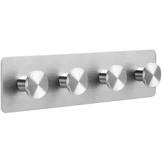 Ambrosya - Handtuchhalter ohne Bohren - Haken Selbstklebend Bad Accessoires Badezimmer Deko Handtuchhaken Kleiderhaken Wand Garderobe Küche (Edelstahl (Gebürstet), 1 x 4)