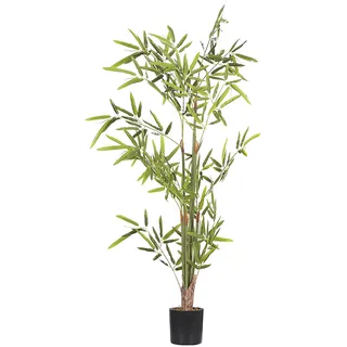 Beliani Kunstpflanze im Blumentopf 100 cm Grün/Schwarz Bambusa Vulgaris