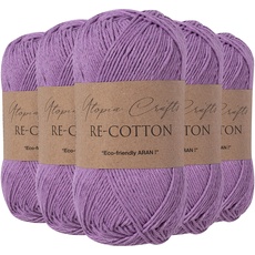 Utopia Crafts Re-Cotton Strickgarn, 5 x 100 g (Viola Purple)