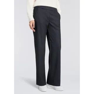 Bootcuthose MAC "CHIARA", Damen, Gr. 34, Länge 34, blau (night blau stripes), Flanell, Obermaterial: 70% Polyester, 25% Viskose, 5% Elasthan, bootcut fit lang, Hosen Bootcuthose, Bootcut-Form in figurbetonter Form