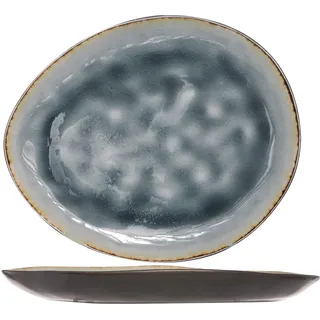 Cosy & Trendy Flacher Teller, oval, Laguna, Blau/Grau, 19,5 x 16 cm, 6 Stück