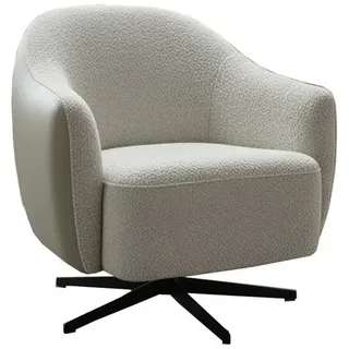 Kawola Drehsessel Britto Cremeweiß Kunstleder, Bouclé Drehbar (360°) , Textil , Füllung: Polyetherschaumkern , Drehkreuz , 81x85x83 cm , Wohnzimmer, Sessel, Polstersessel