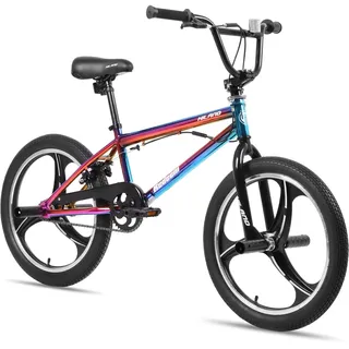 HILAND 20 Zoll 3 Speichen Kinder BMX Fahrrad für Jungen Mädchen ab 7 8 9 10 Jahre alt, 360 Grad Rotor Freestyle, 4 Pegs Single Speed Kinder BMX Fahrrad Regenbogen