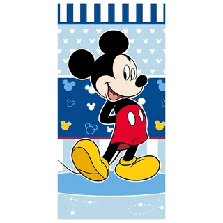 Jerry Fabrics Disney Mickey Maus Kinder Strandtuch Badetuch Blau-Weiß 70 x 140 cm 100% Baumwolle