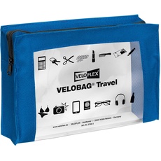 VELOFLEX 2705351 - VELOBAG Travel DIN A5 Kleinkrambeutel Reißverschlusstasche Mehrzwecktasche, Textil und PVC, blau, 1 Stück