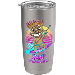 80s Retro Stand Up Paddeln Polynesien Tiki Stehpaddelboard Doppelwandiger Edelstahl-Thermobecher