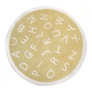 Fouriding ABC-Alphabet Runder Teppich für Kinder, weicher Plüsch, Kindergartenteppich, Baby, Lernspiel, Krabbelmatte, rutschfester Teppich, Bodenkissen für Klassenzimmer, Spielzimmer, Schlafzimmer