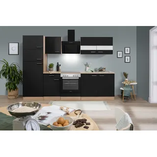 Respekta Küchenzeile 270 cm Schwarz-Eiche Sägerau Nachbildung