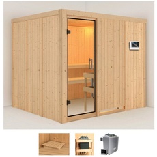 Bild von Sauna »Gitte«, (Set), 9-kW-Ofen mit externer Steuerung beige