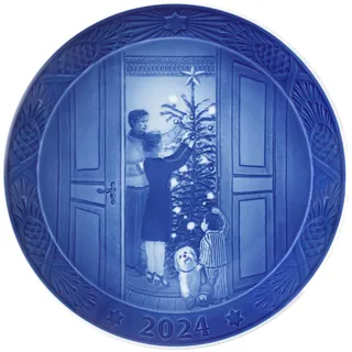 Royal Copenhagen Weihnachtsteller von Allan Therkelsen aus Porzellan in der Farbe blau, Durchmesser: 18 cm, 1070754