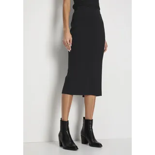 Strickrock HECHTER PARIS, Damen, Gr. 40, schwarz, Rippstrick, Obermaterial: 70% Viskose, 30% Polyamid, sehr figurbetont ca. Mitte Wade, Röcke Strickrock, in gerader Form