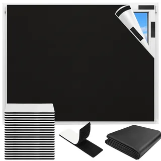 Bomtop Fenster Verdunkelung 2m x 1.45m verdunklungsrollo ohne Bohren, verdunkelung Fenster Sonnenschutz, dachfenster verdunkelung und 20 Pcs Klettband selbstklebend
