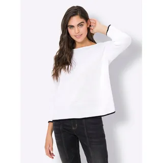 3/4 Arm-Pullover HEINE "Pullover", Damen, Gr. 40, weiß, 100% Baumwolle, unifarben, Pullover 3/4 Arm-Pullover