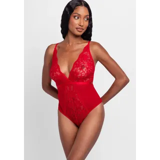 Dorina Body "Jemma" mit Spitze und Mesh, tiefer V-Ausschnitt, rot