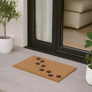Astra Fussmatte aussen rutschfest - Schmutzfangmatte wetterfest - Outdoor Türmatte für Eingangsbereich - Schmutzabweisende Fußmatte Pfoten 45x75 cm Natur