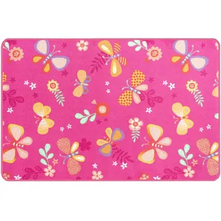 Primaflor Primaflor-Ideen in Textil Kinderteppich »PAPILLON, Made in Belgium« rechteckig 6,5 mm Höhe Motiv Schmetterlinge, Kinderzimmer, pink