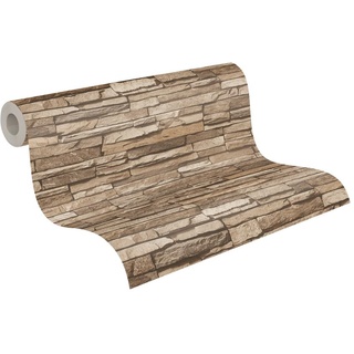 A.S. Création Vliestapete Dekora Natur Tapete in Naturstein Optik fotorealistische Steintapete 10,05 m x 0,53 m beige braun Made in Germany 958332 95833-2