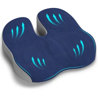 Juspota Orthopädisches Sitzkissen, Ergonomisches Sitzkissens Bürostuhl, Steissbeinkissen Entlastung, Komfortabel Sitzkissen Stuhl, Stress Abbauen Stuhlkissen Sitzpolster für Auto Büro - Marineblau