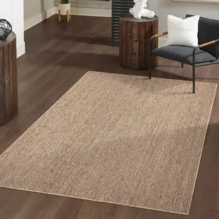 TT Home In-& Outdoorteppich Wetterfest Garten Terrasse Esszimmer Unifarben Moderner Boho Style Abstrakte Optik Größe 240x340 cm - Beige