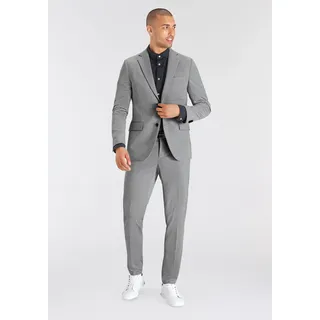 Anzug BRUNO BANANI "Jersey", Herren, Gr. 48, N-Gr, grau (grau melange), Jersey, Obermaterial: 60% Polyester, 35% Viskose, 5% Elasthan. Futter: 100% Polyester, normal, Anzüge Anzug, elastische Qualität