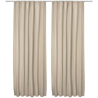 Beautissu Amelie Thermovorhang Kräuselband 140 x 245 cm Khaki 2tlg