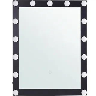 Beliani Badspiegel schwarz 50 x 60 cm Eisen mit LED Beleuchtung rechteckig Modern - Schwarz