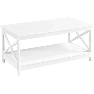 Yaheetech Kaffeetisch mit X-förmige Rahmen Sofatisch mit Viel Stauraum Couchtisch mit Ablagefläche Beistelltisch 100 cm L × 50 cm B × 45 cm H Weiß